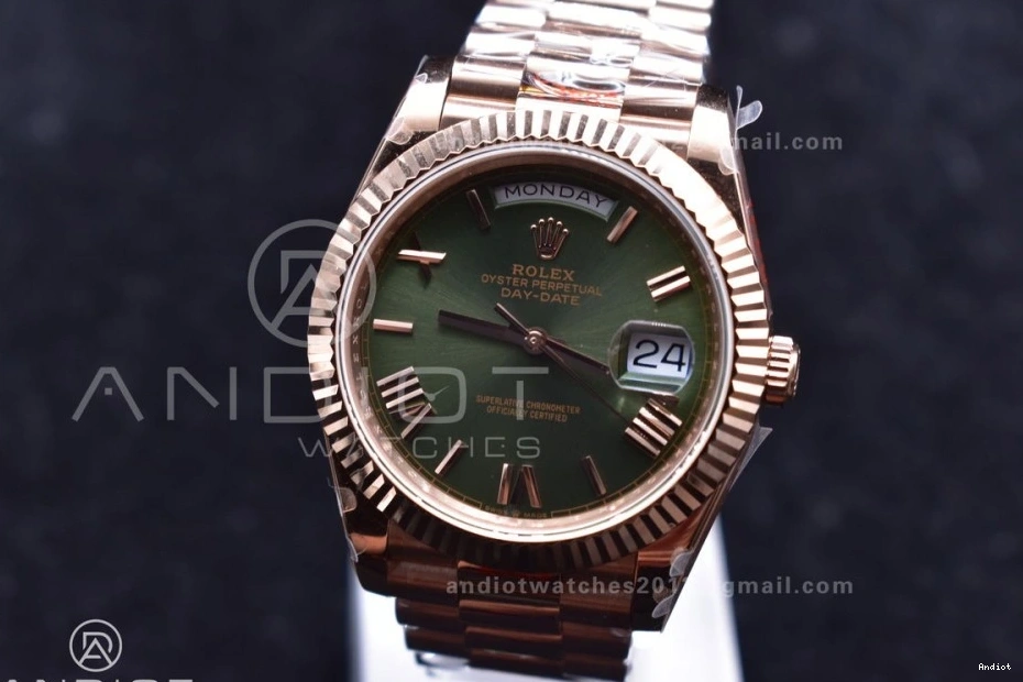 Steel Roman Markers Green on Bracelet DayDate V2 GMF Tungsten 40 RG A2836 Dial President 904L Weighted 1116